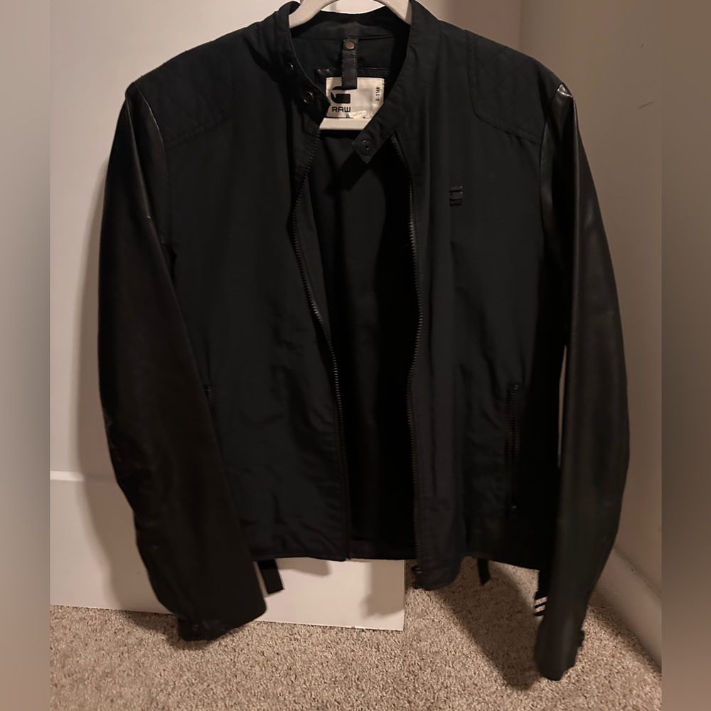 Men’s G star biker jacket - faux leather size large